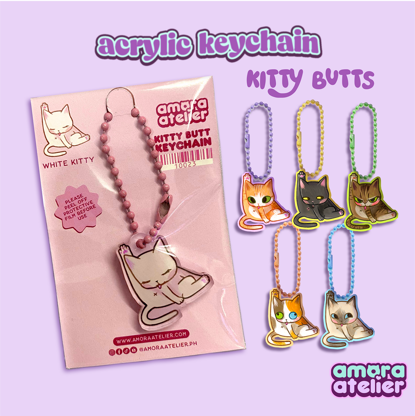 Acrylic Keychain | Kitty Butts | Amora Atelier Original
