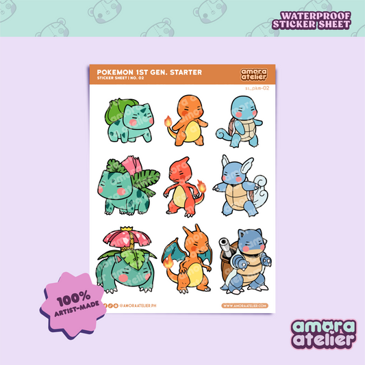 Sticker Sheet | Pokemon 1st Gen. Starter | No. 1