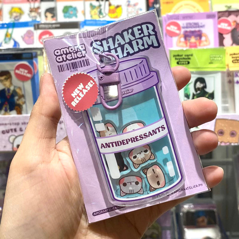 Shaker Charm | Cat Antidepressants Shaker Charm Keychain | Amora Atelier Original